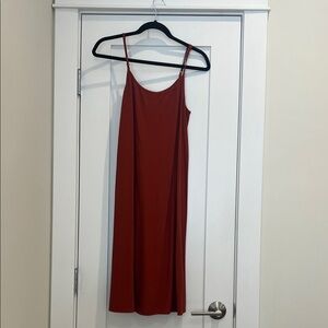 Eileen Fisher Spaghetti-Strap Midi Dress in Rust Orange